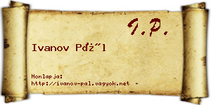 Ivanov Pál névjegykártya